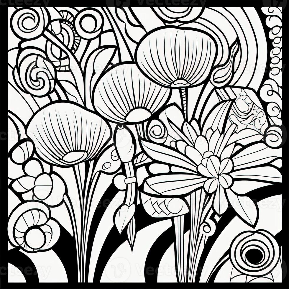 ArtDeco Fower Coloring Page photo