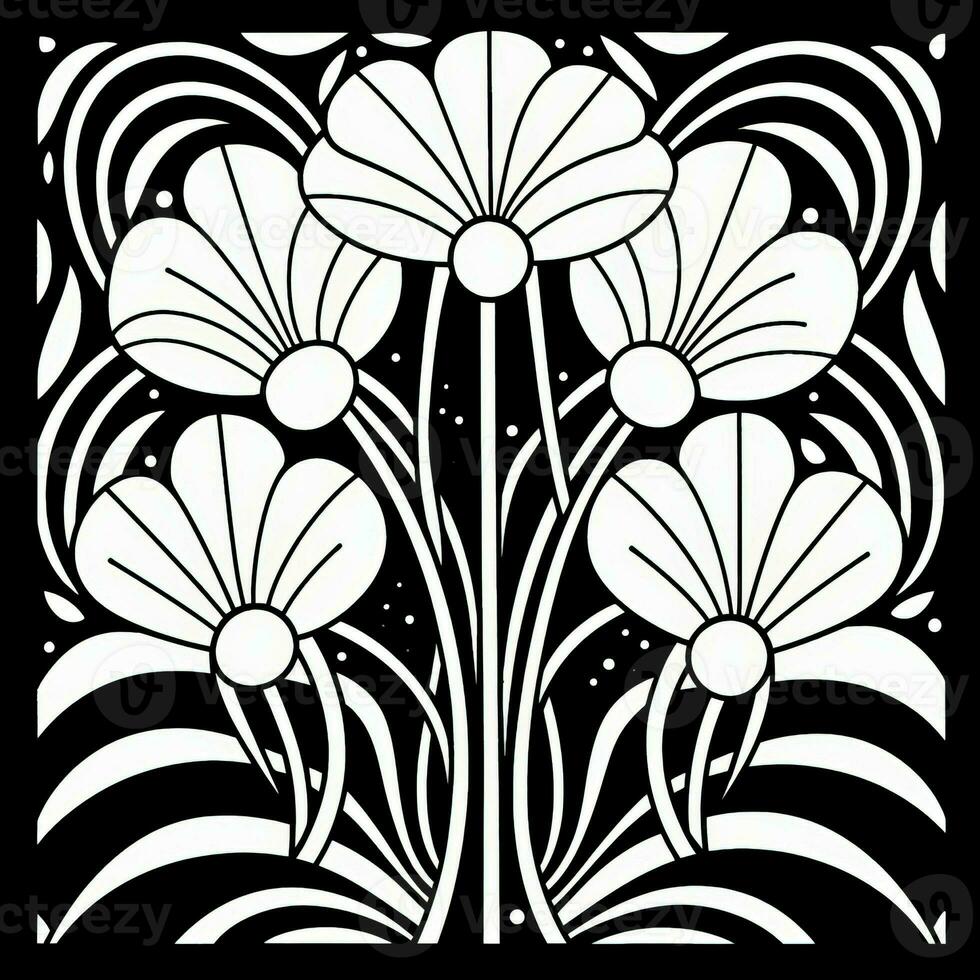 ArtDeco Fower Coloring Page photo