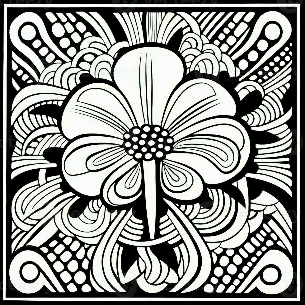 ArtDeco Fower Coloring Page photo