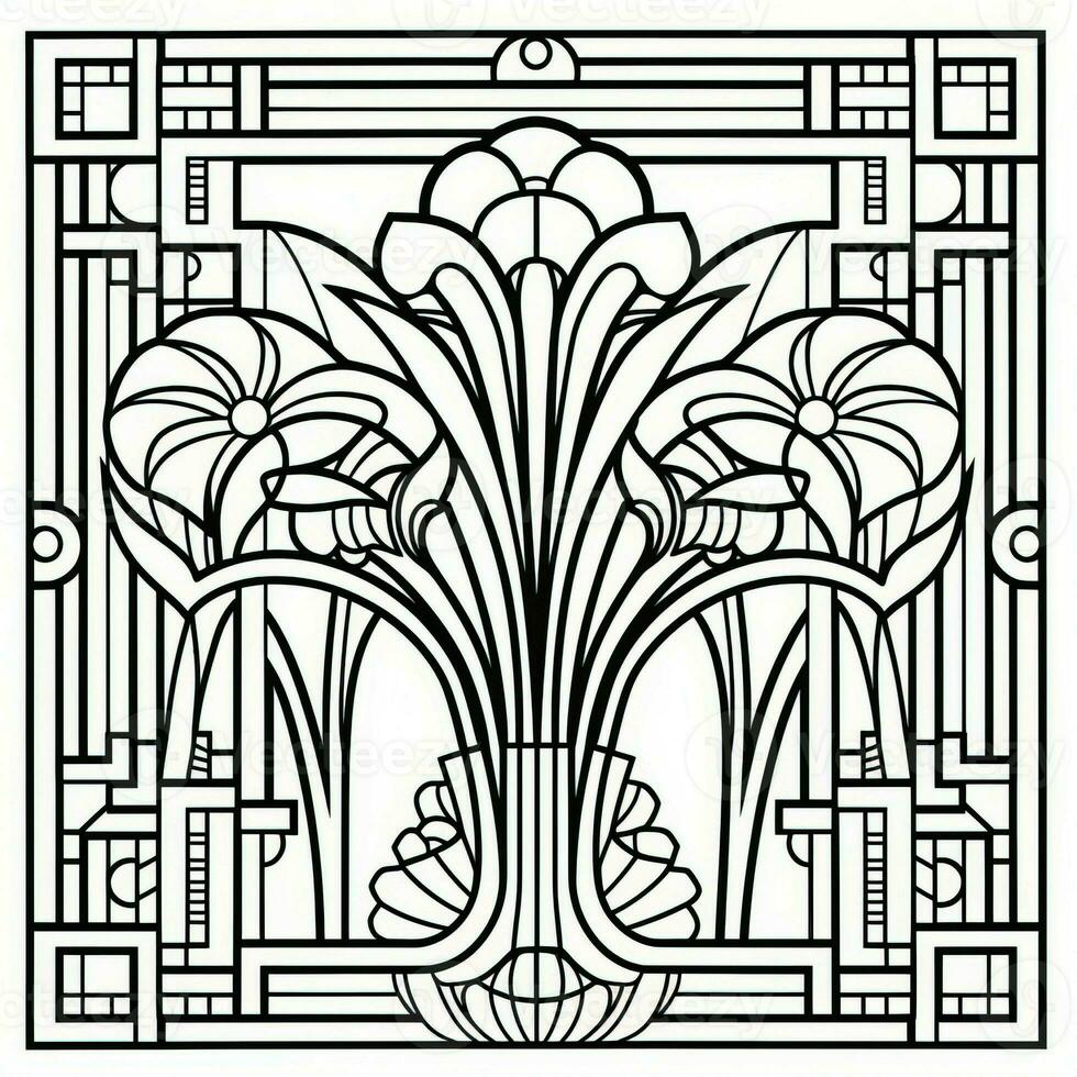 ArtDeco Fower Coloring Page photo