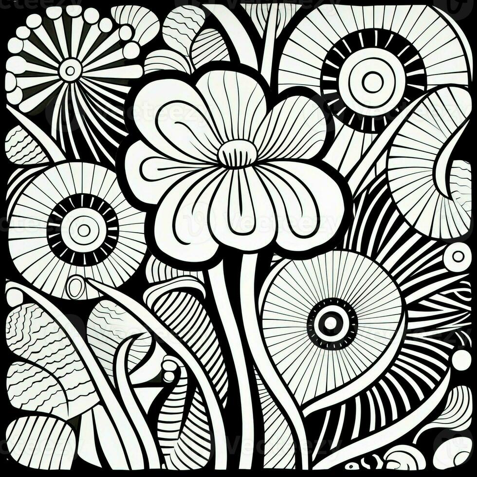 ArtDeco Fower Coloring Page photo