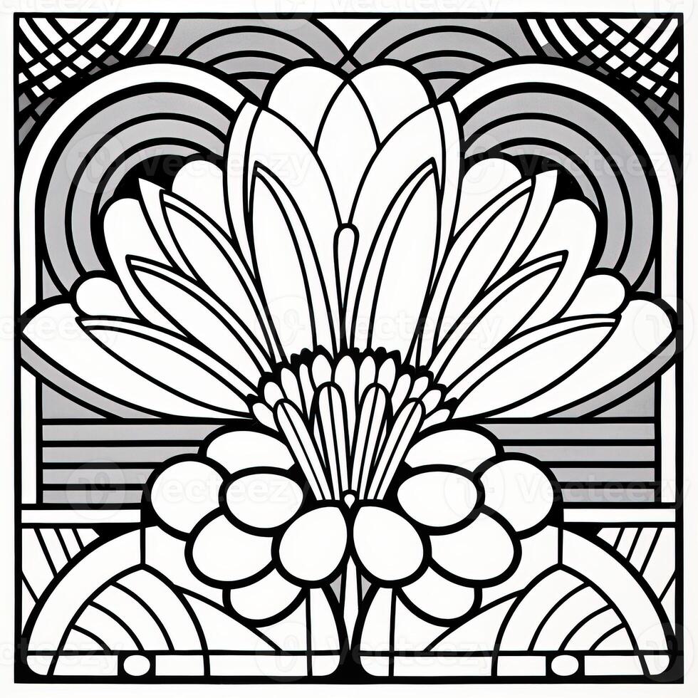 ArtDeco Fower Coloring Page photo