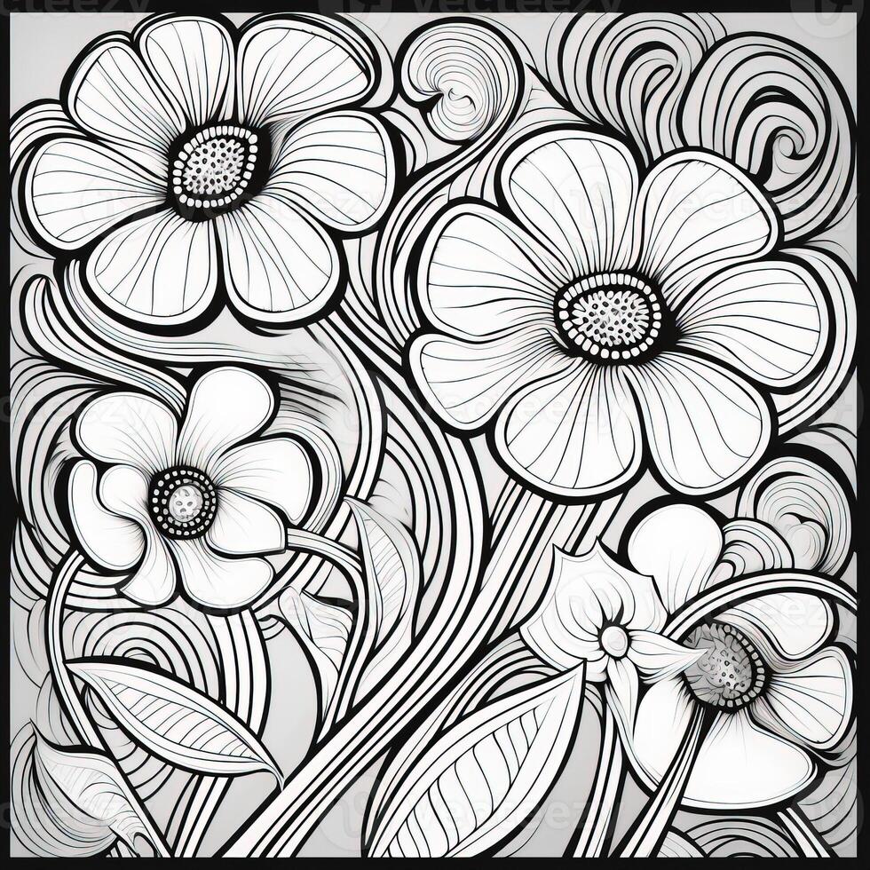 ArtDeco Fower Coloring Page photo