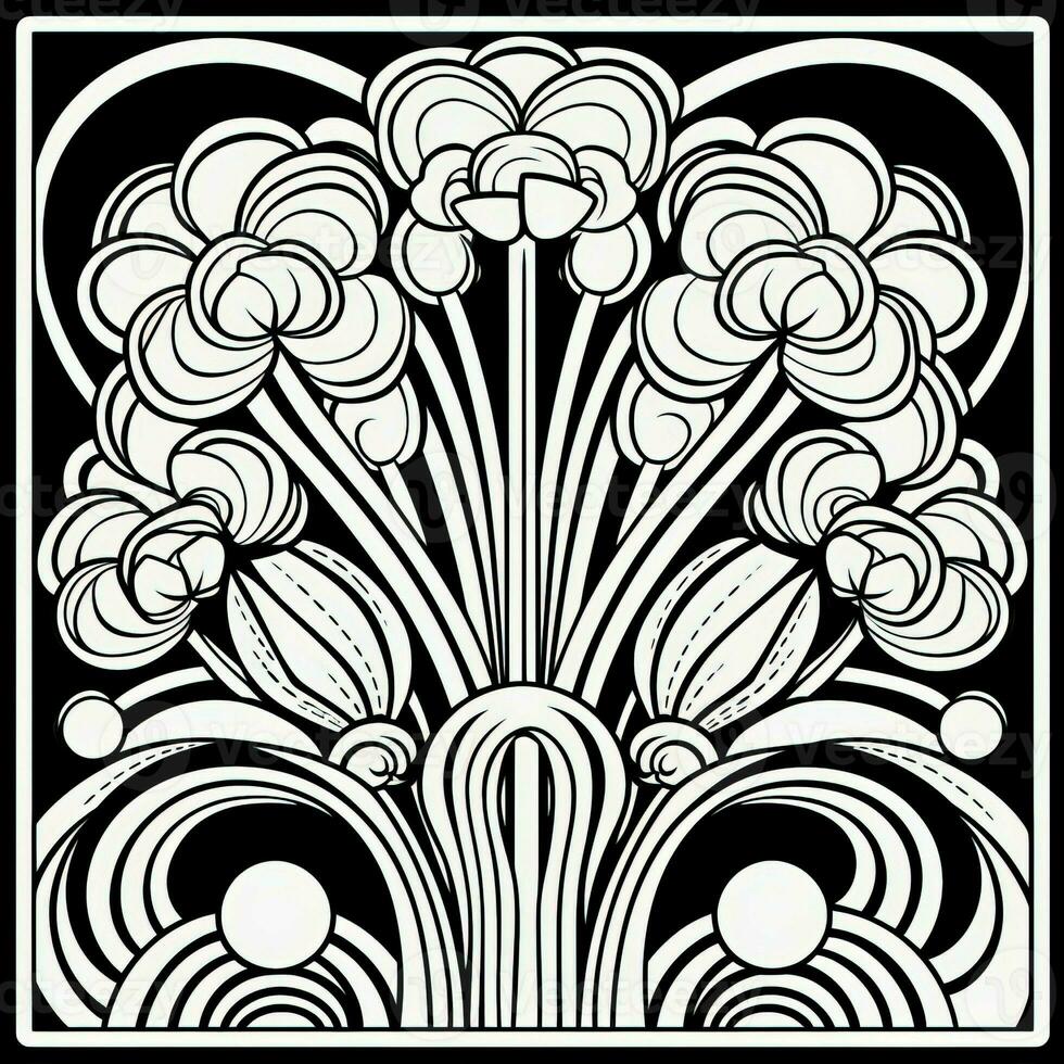 ArtDeco Fower Coloring Page photo