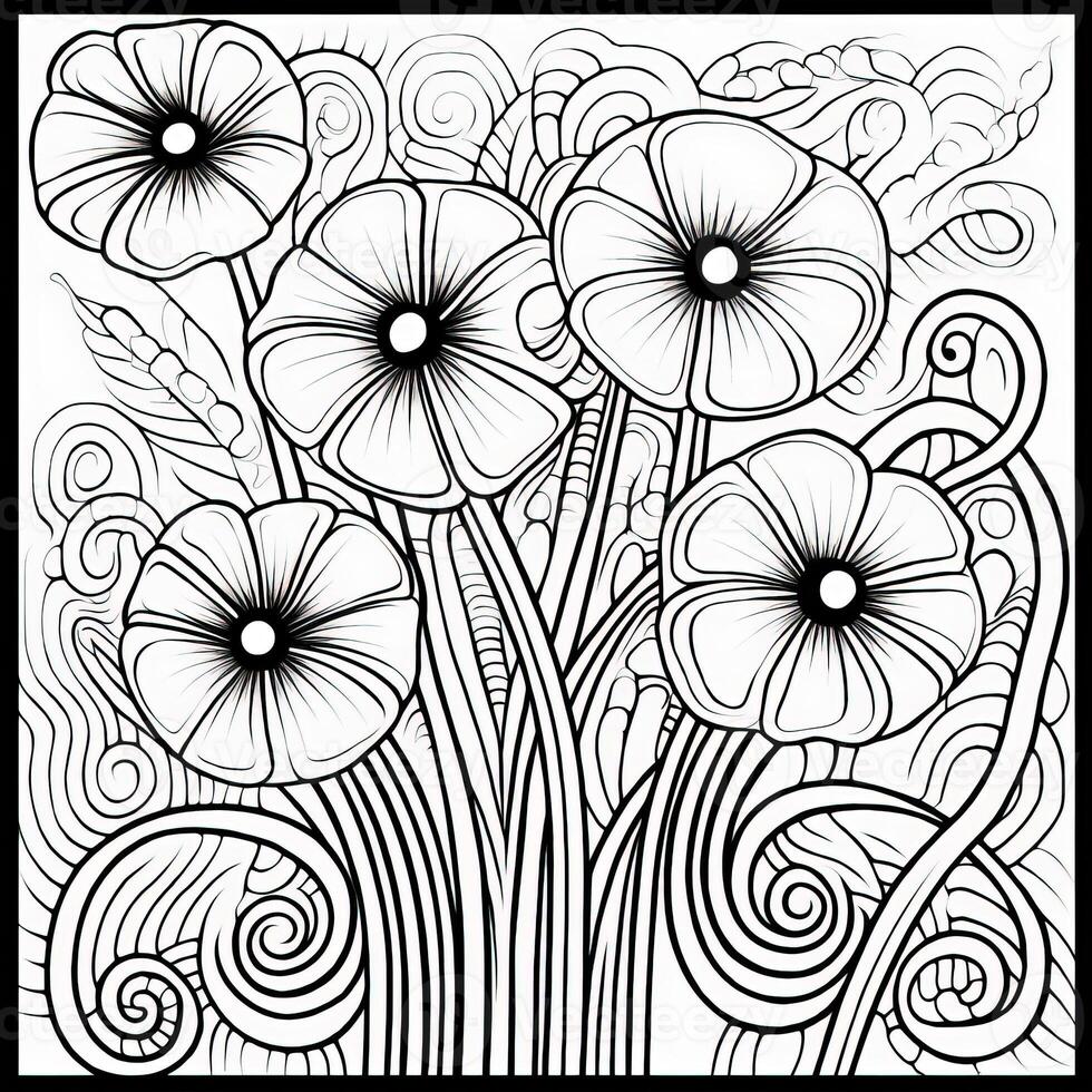 ArtDeco Fower Coloring Page photo