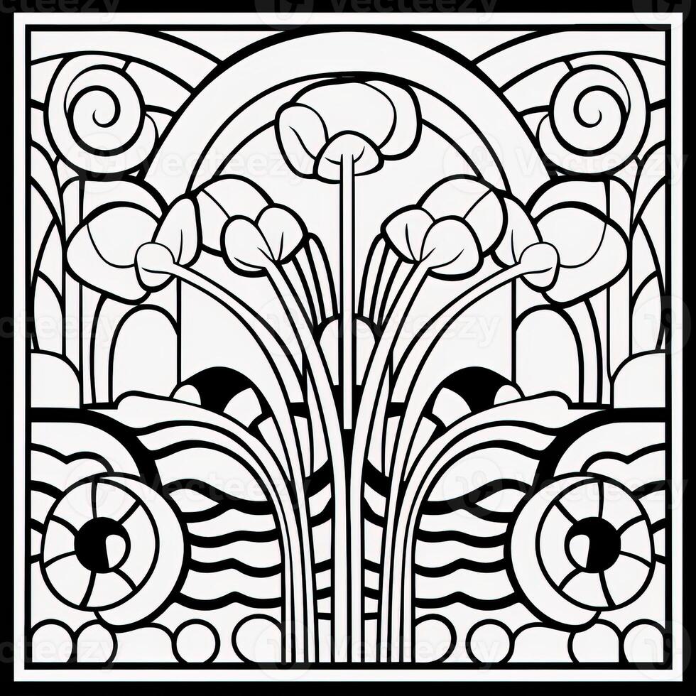 ArtDeco Fower Coloring Page photo