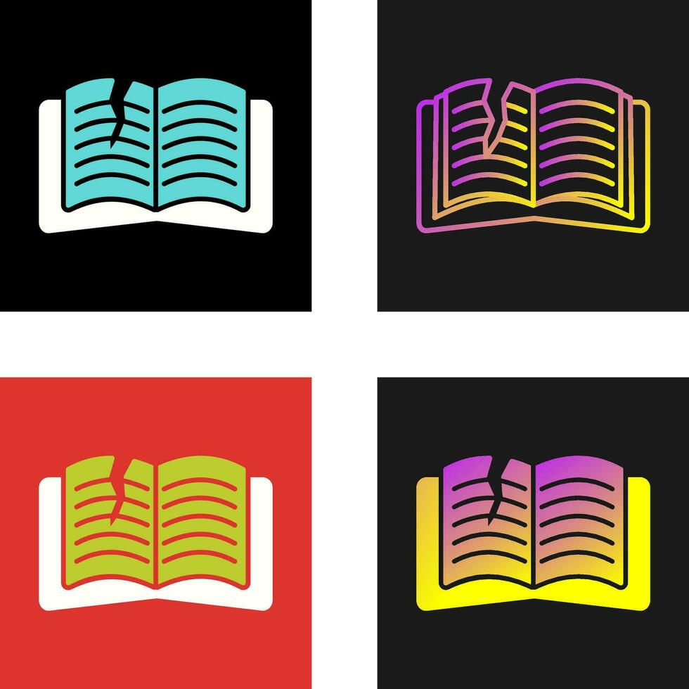 icono de vector de libro rasgado