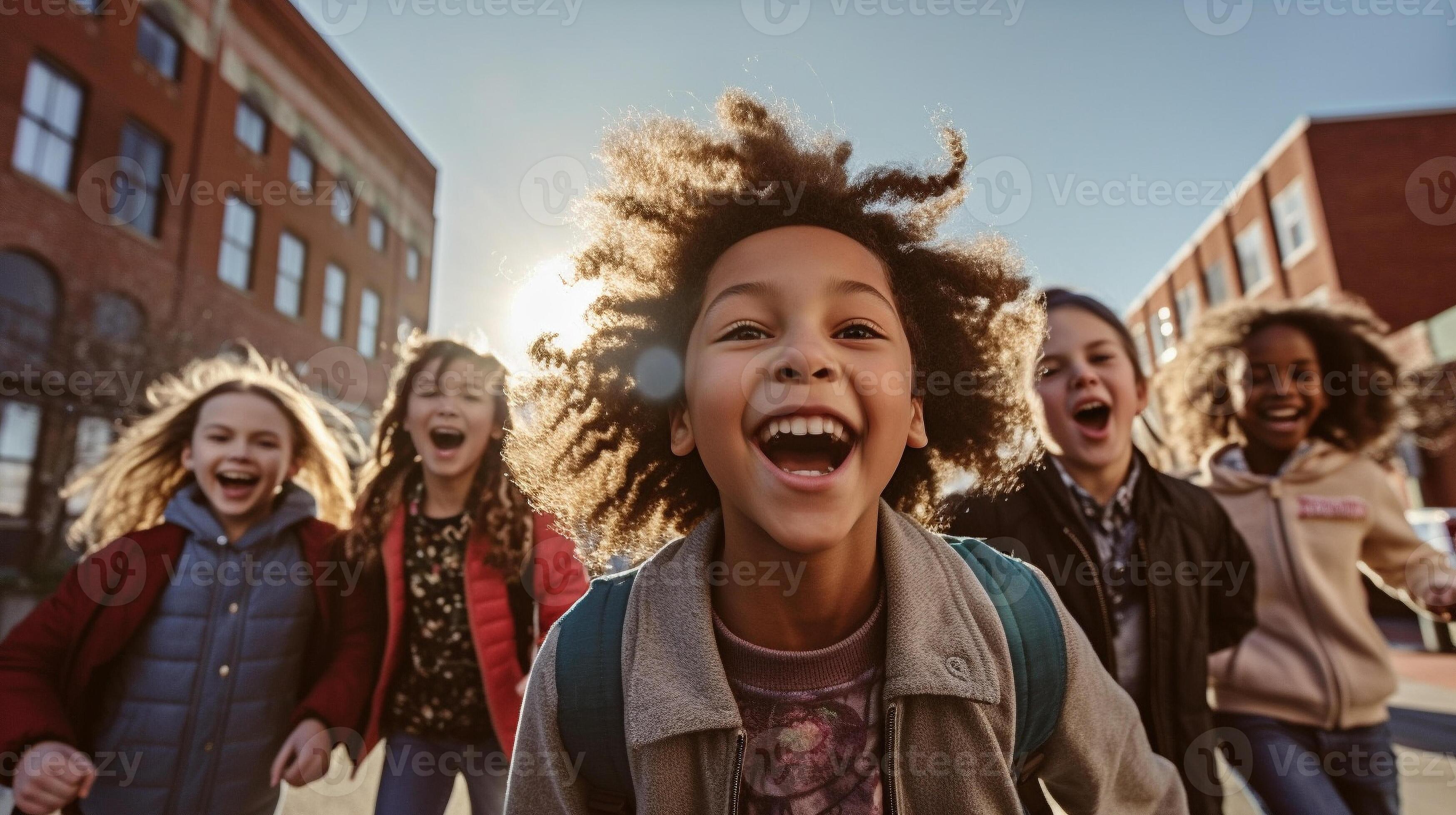 a image of Group of happy teen girls studying together at school. Education  concept. funny group of class Generative AI 31617447 Stock Photo at Vecteezy