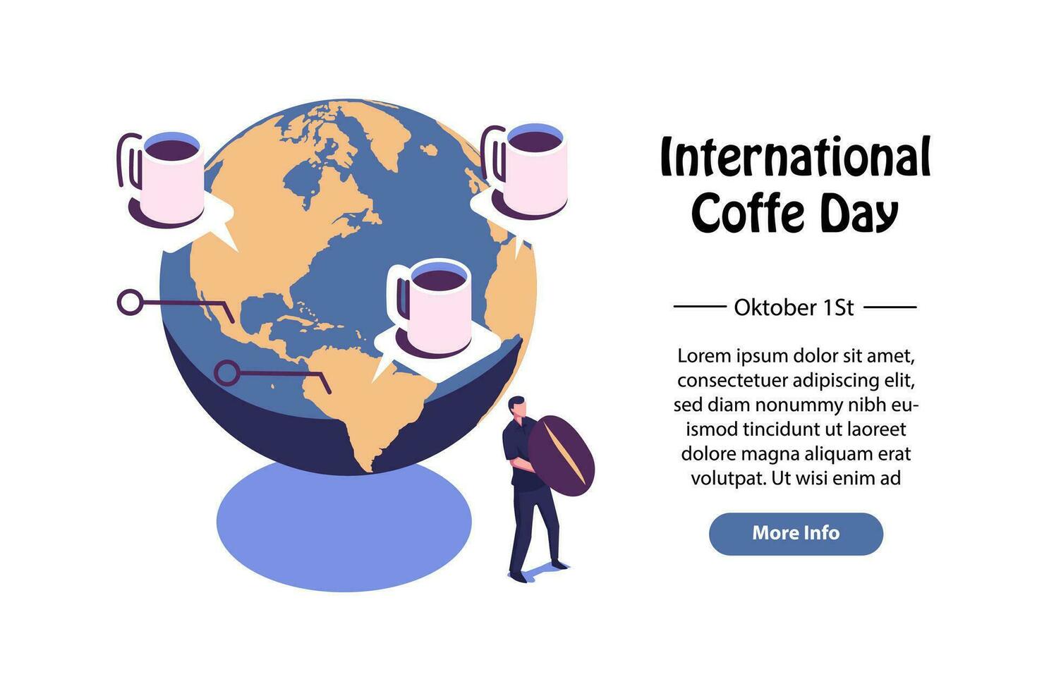 world coffee day flat style vector background design