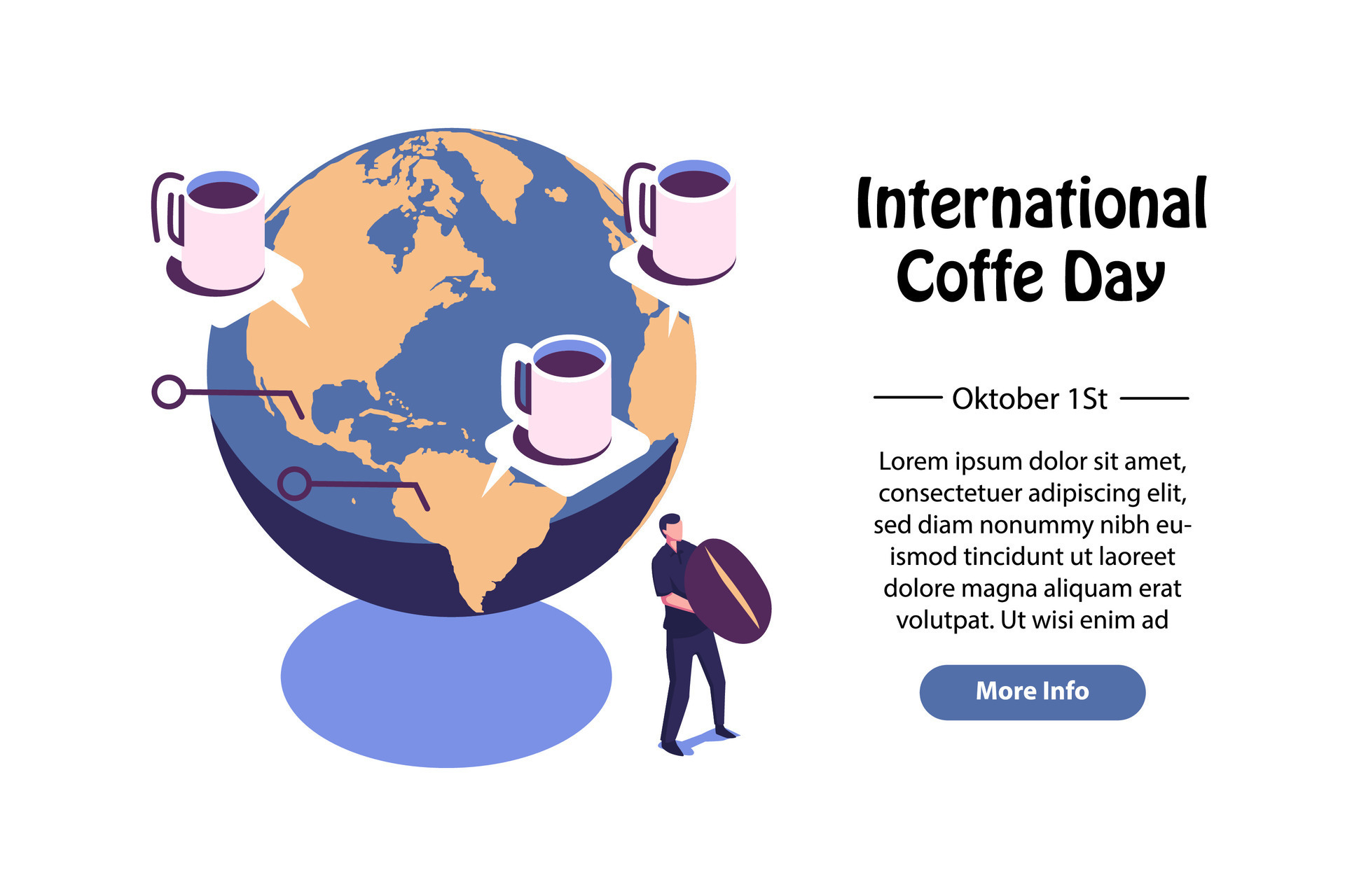 world coffee day flat style vector background design 26683708 Vector