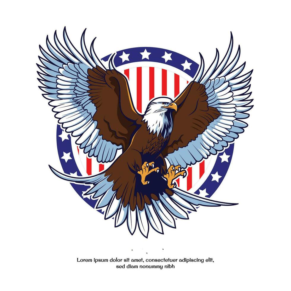 bald Eagle Flying in Hand Drawn Style vector illustration design
