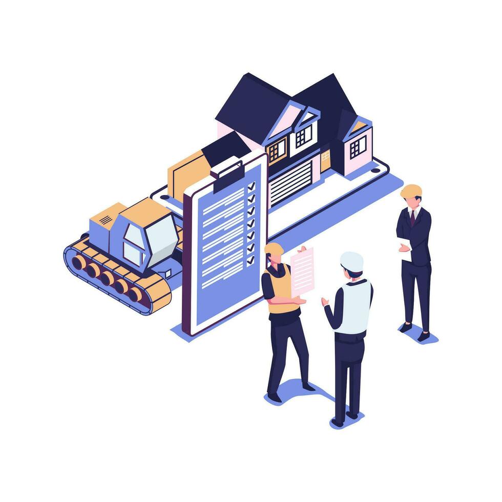 Building permit flat style isometric illustration vector design