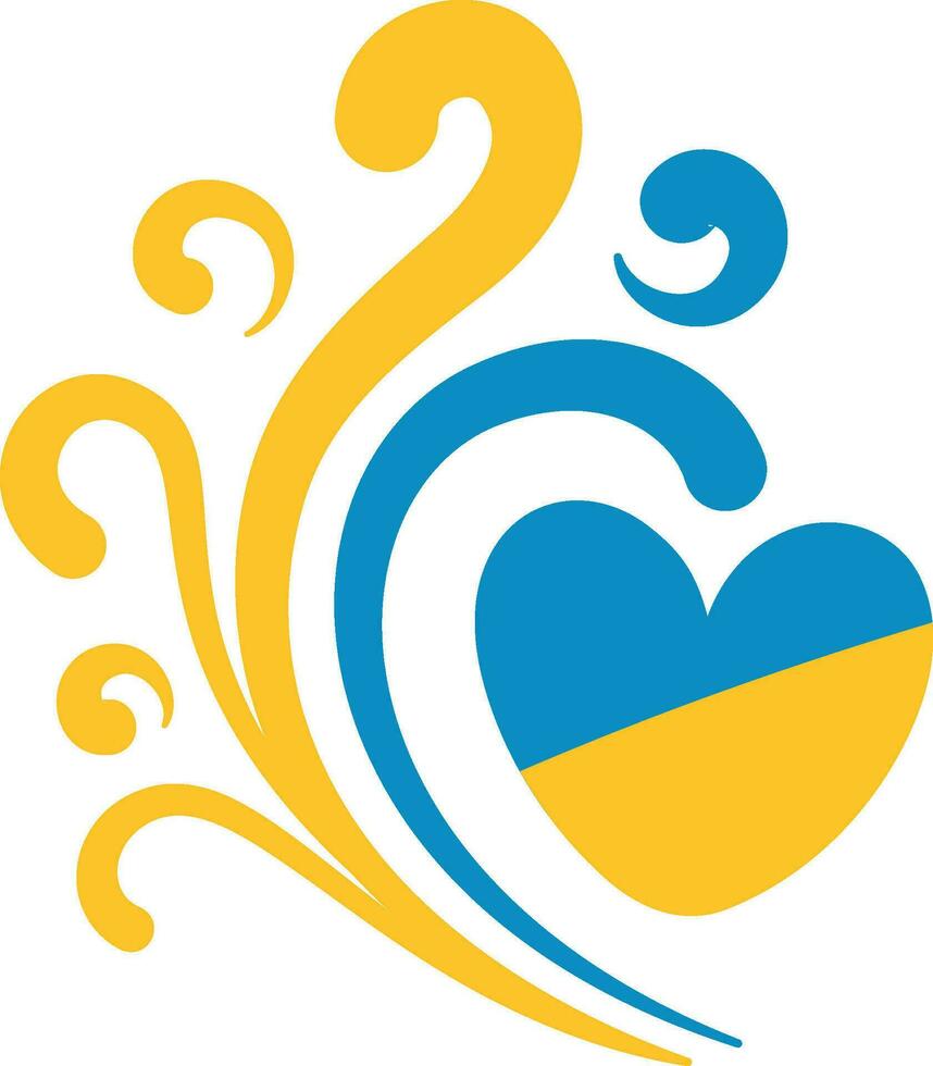 Ukraine flag icon in the shape of heart. Abstract patriotic ukrainian flag with love symbol. Blue and yellow conceptual idea - with Ukraine in his heart. Support for the country during the occupation. vector