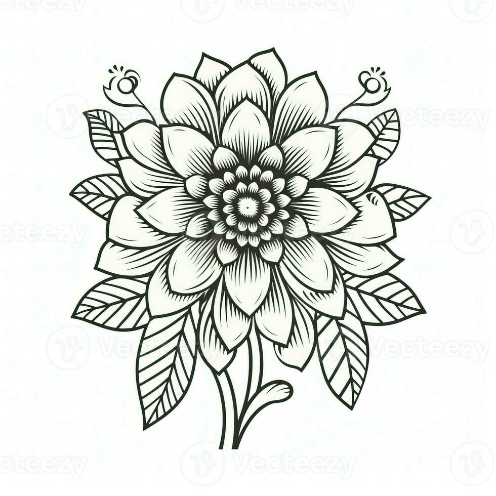 Boho Flowers Coloring Pages photo