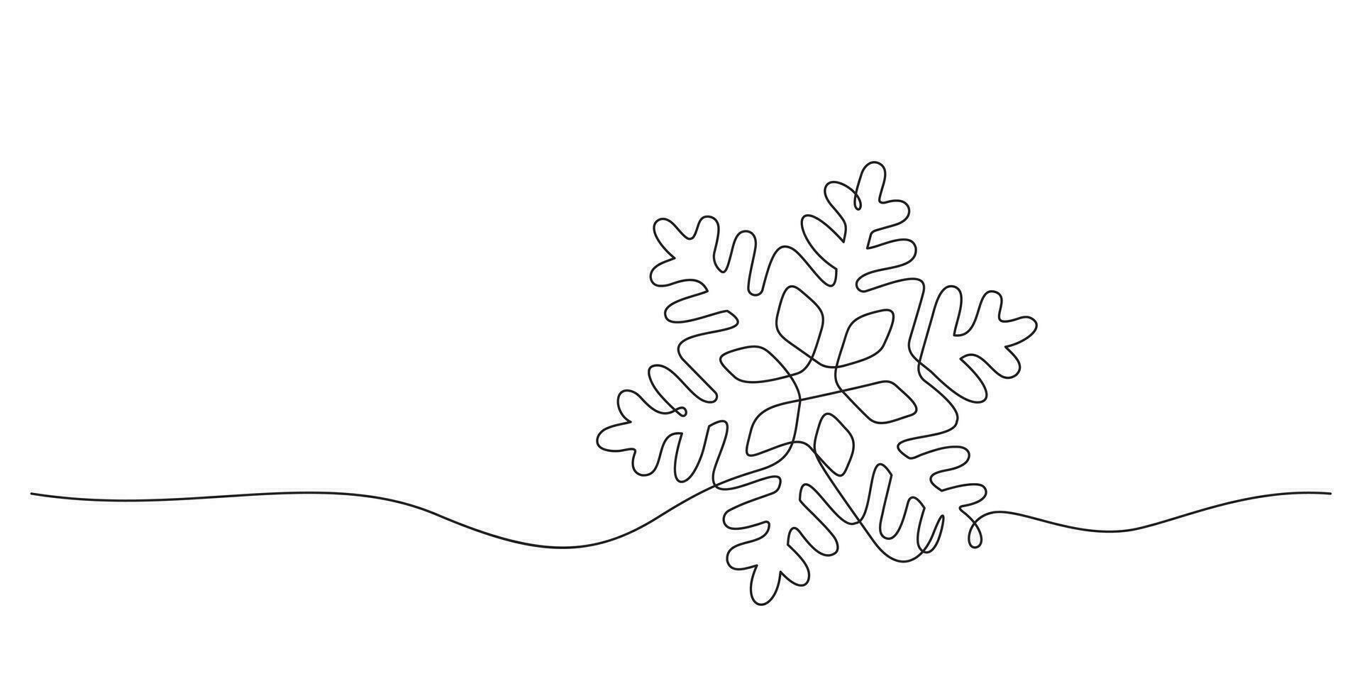 copo de nieve continuo línea dibujo en silueta lineal forma Navidad y invierno concepto ilustración vector