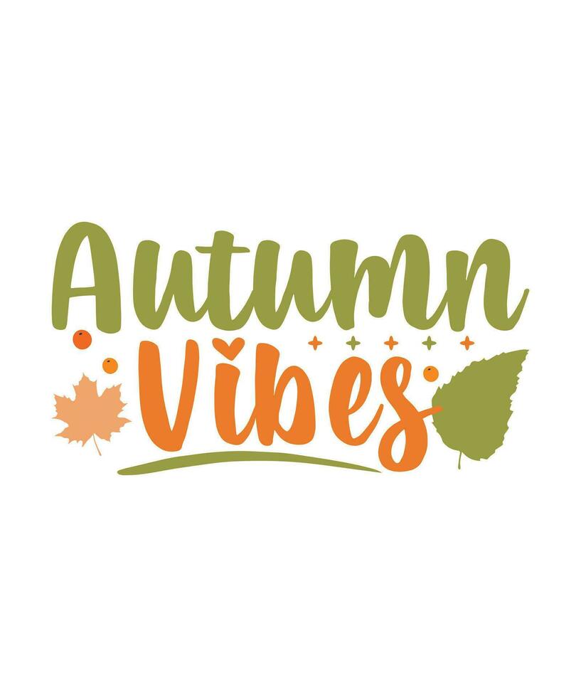 autumn vibes logo with leaves and leaves vector
