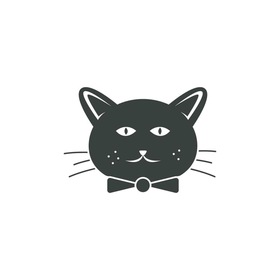 Cute Cat Face Silhouette Design vector