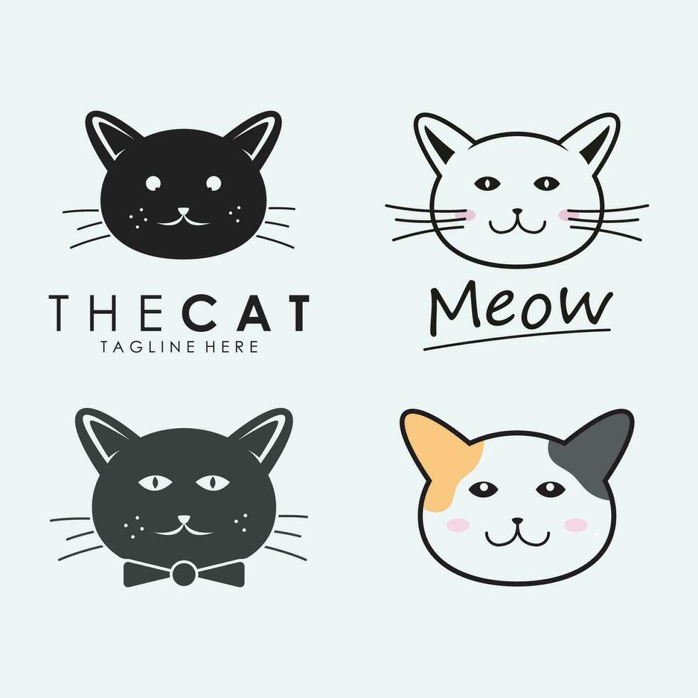 Cute Cat Face Silhouette Design vector