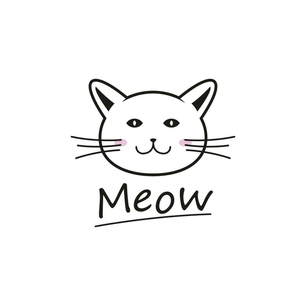 Cute Cat Face Silhouette Design vector