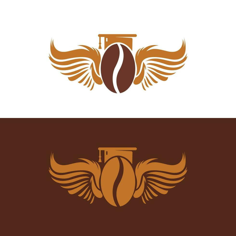 Education Coffee Bean Wings Logo Design. Flying Coffee Logo Template. vector