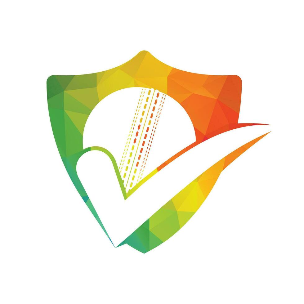 Cricket ball check vector logo design.