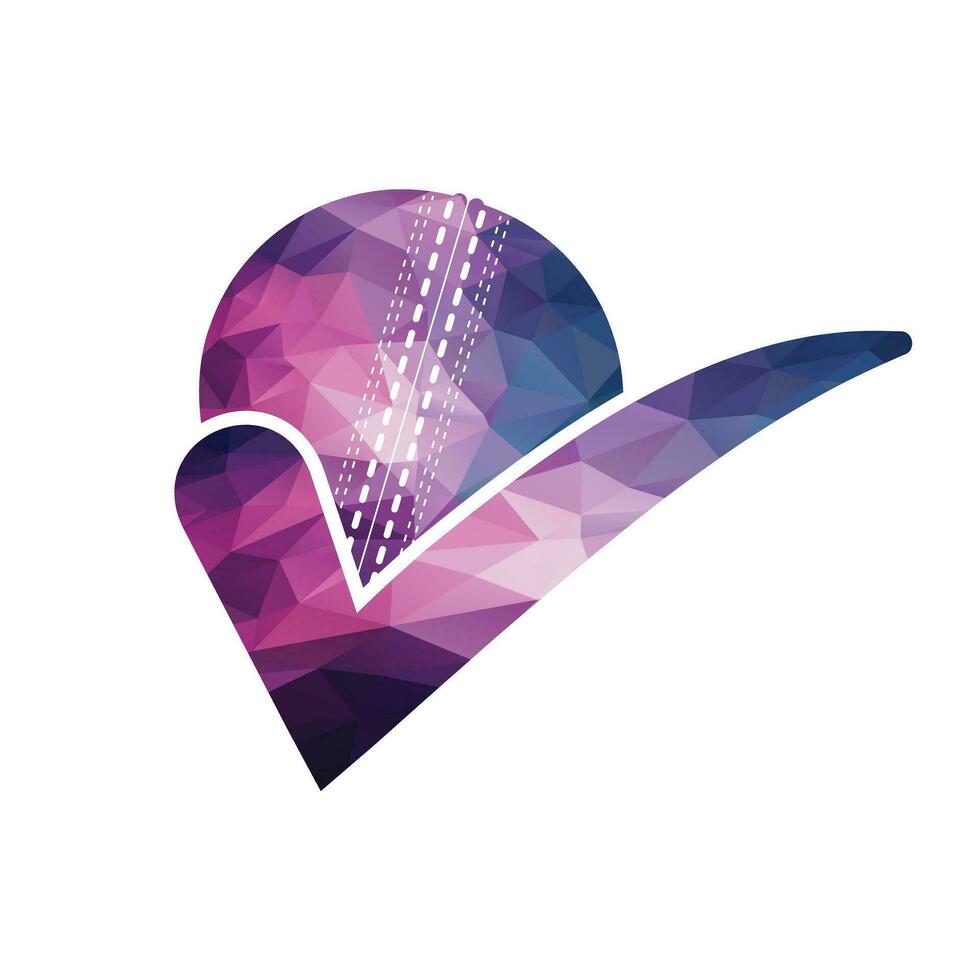 Cricket ball check vector logo design.
