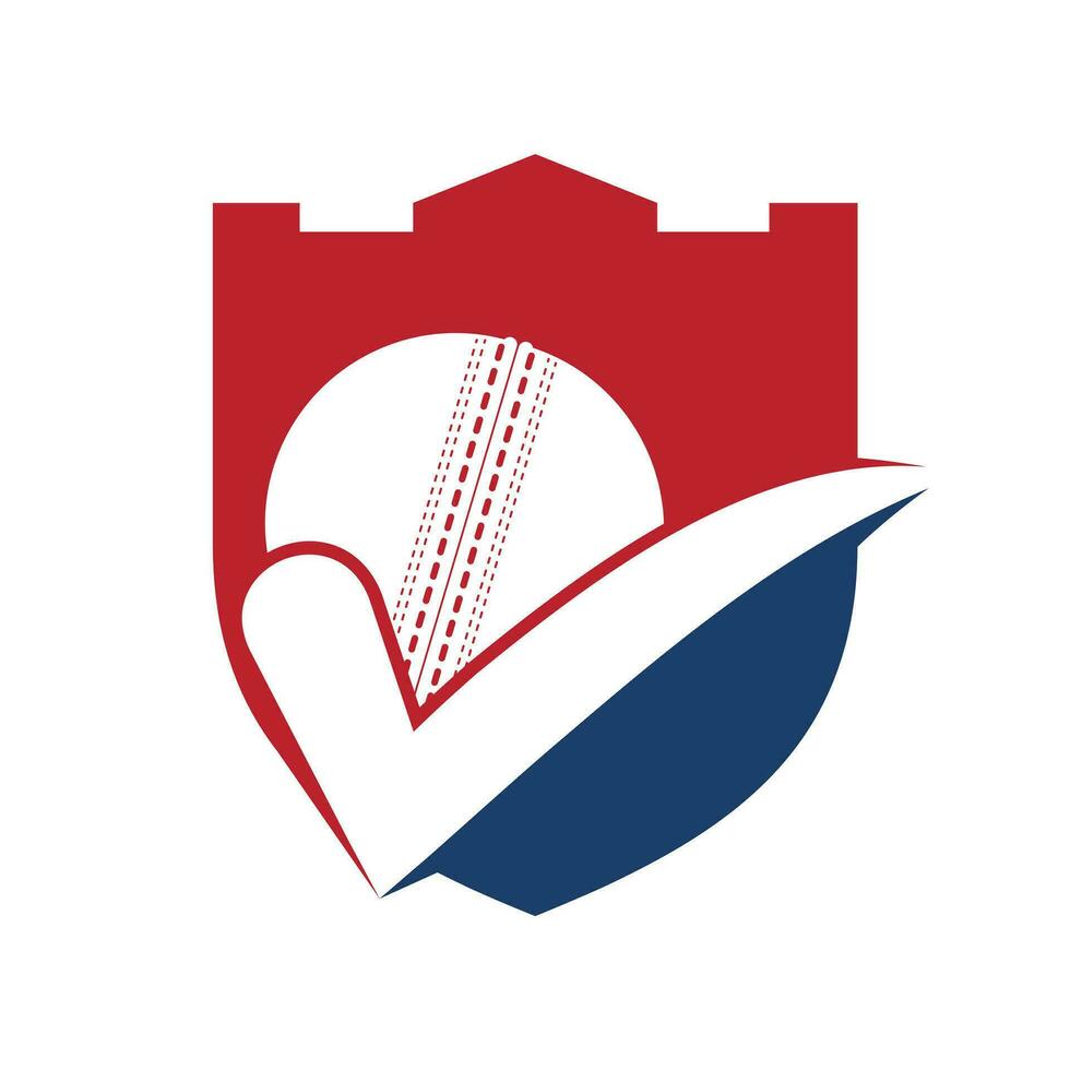 Cricket ball check vector logo design.