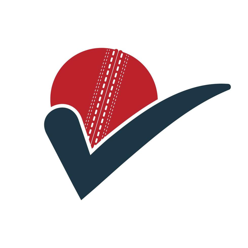 Cricket ball check vector logo design.