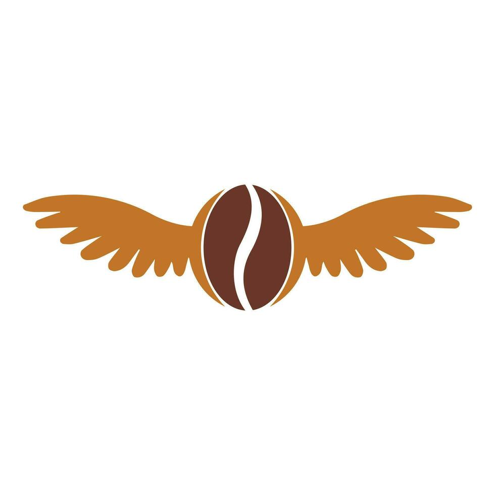 Coffee Bean Wings Logo Design. Flying Coffee Logo Template. vector