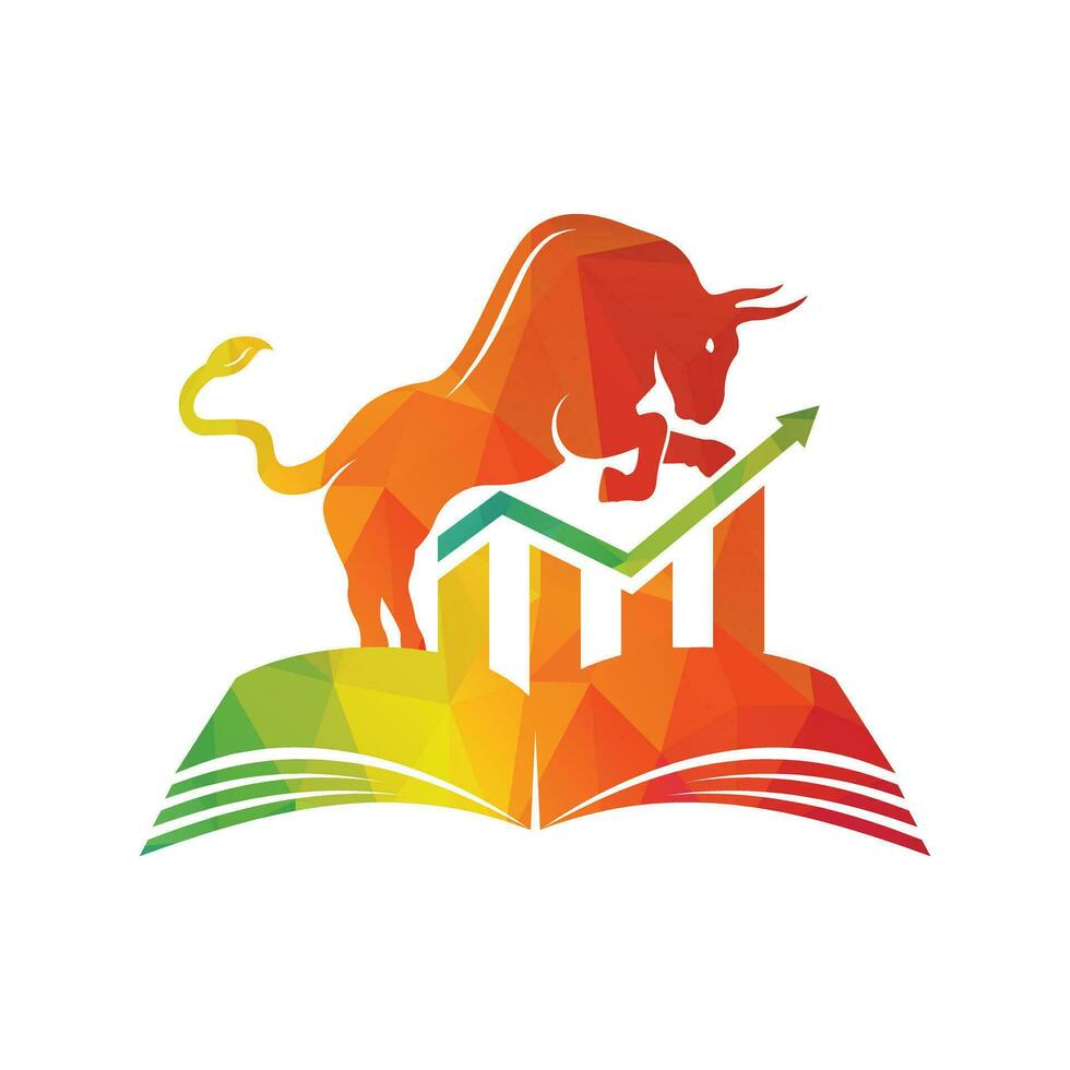 Business and Finance Study Logo template vector design. Bull and Chart Book logo Concept.