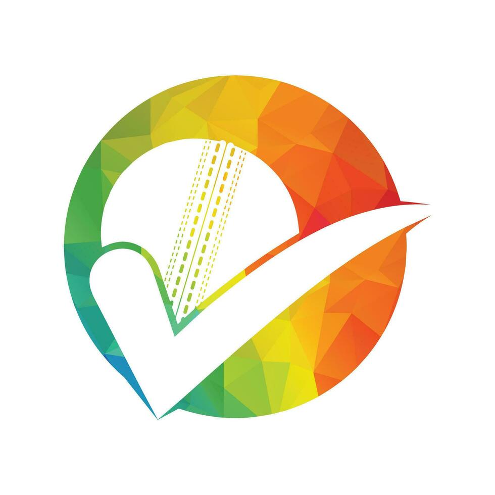 Cricket ball check vector logo design.