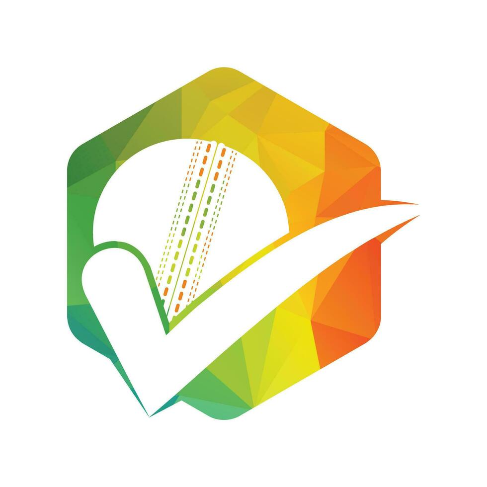 Cricket ball check vector logo design.