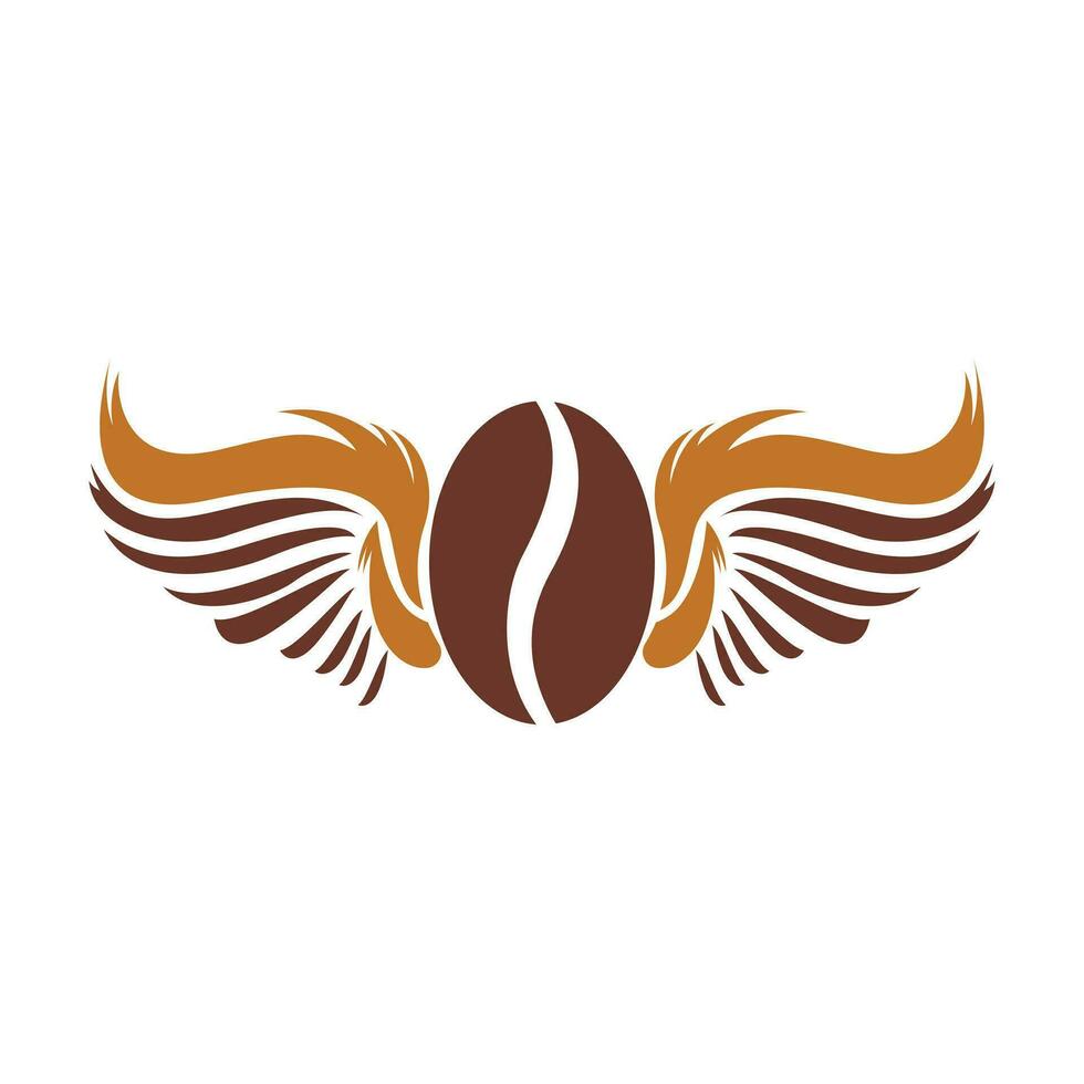 Coffee Bean Wings Logo Design. Flying Coffee Logo Template. vector
