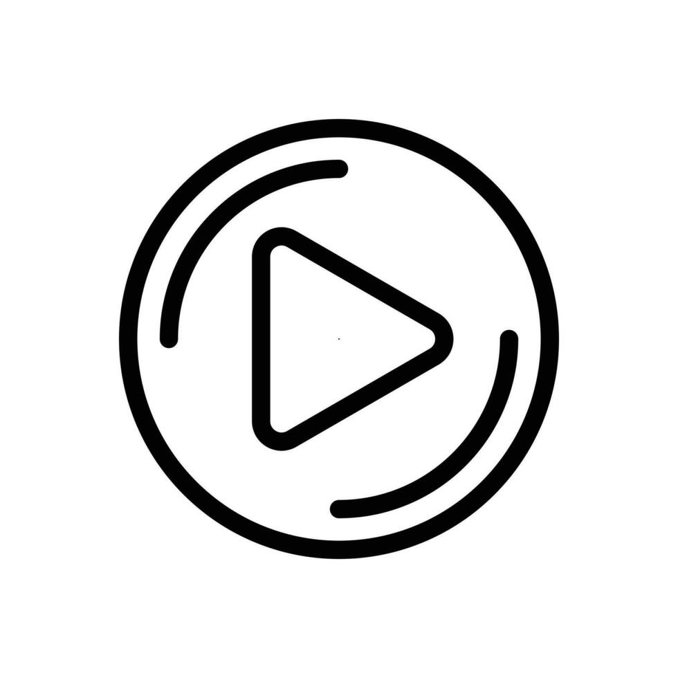 Play button icon vector black outline style isolated on white background