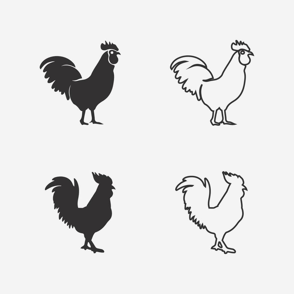pollo logo gallo y gallina logo para aves de corral agricultura animal logo vector ilustración diseño