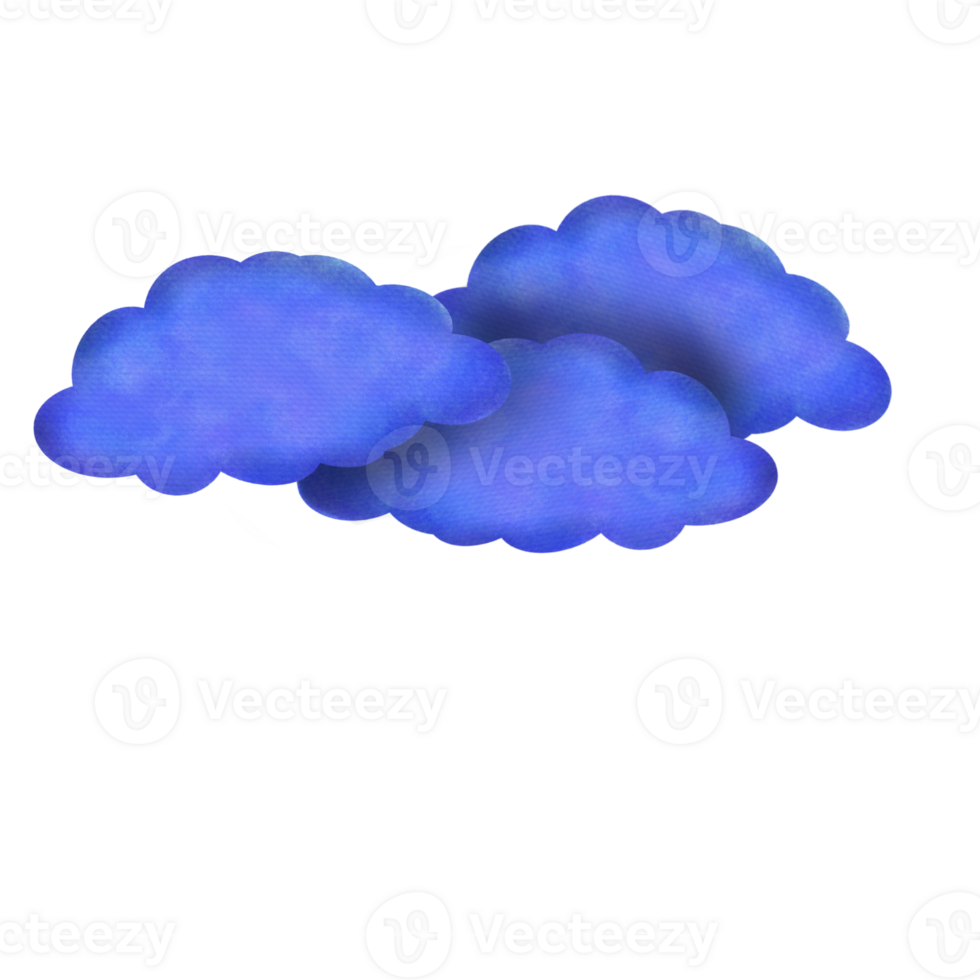 3D Blue clouds watercolor png