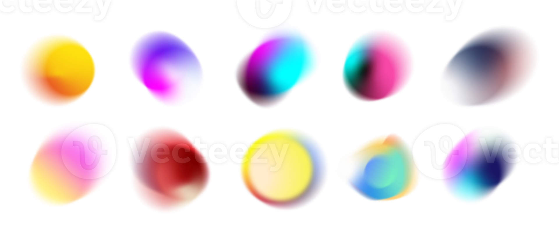 Set of abstract gradient mesh light leak element png