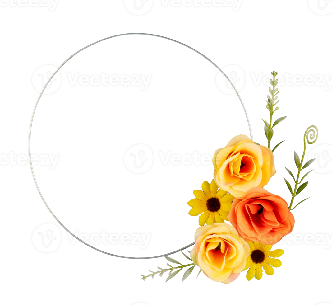 Round floral bouquet copy space isolated png