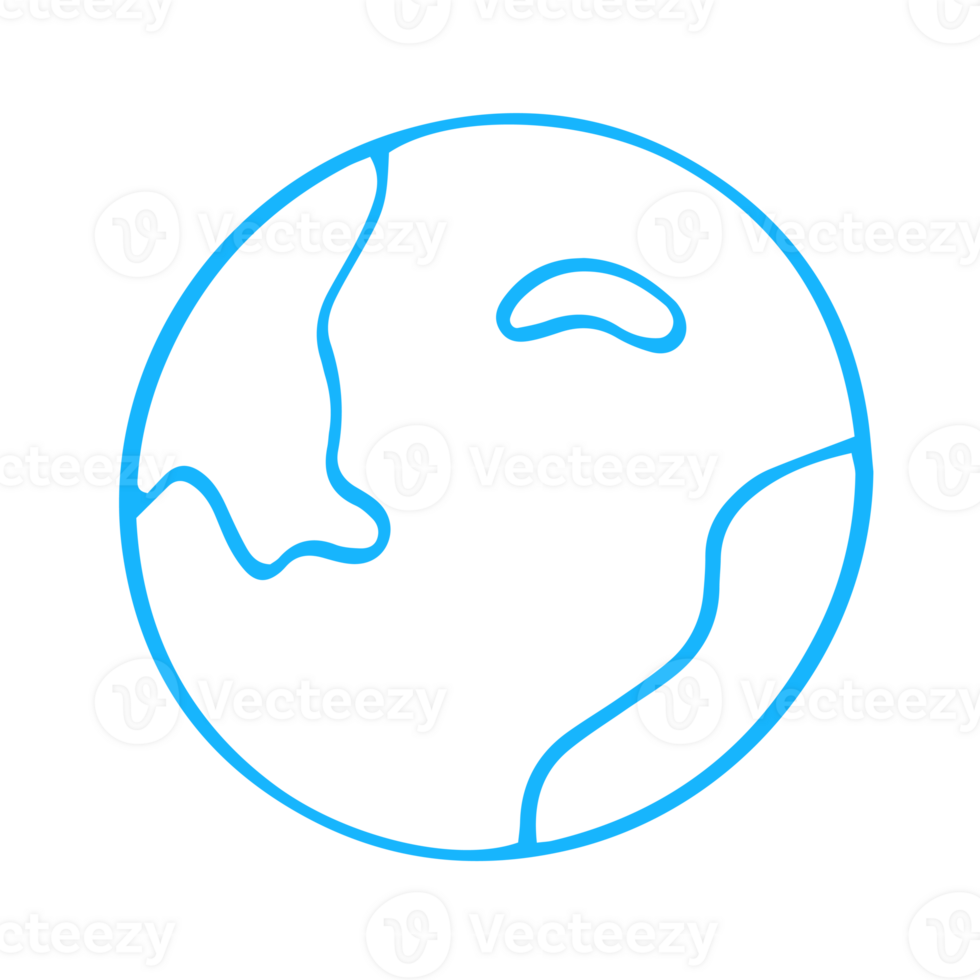 blue globe hand drawn element png