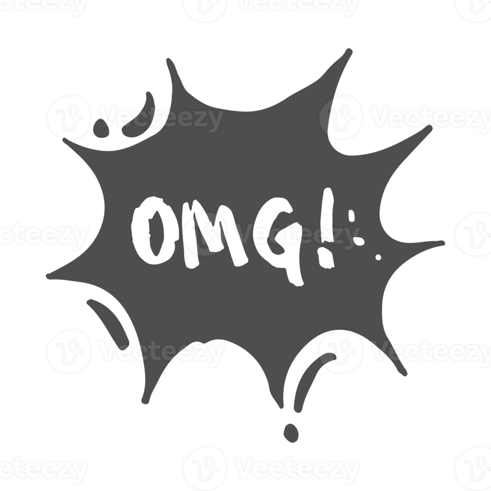 OMG text on explosion shape element png