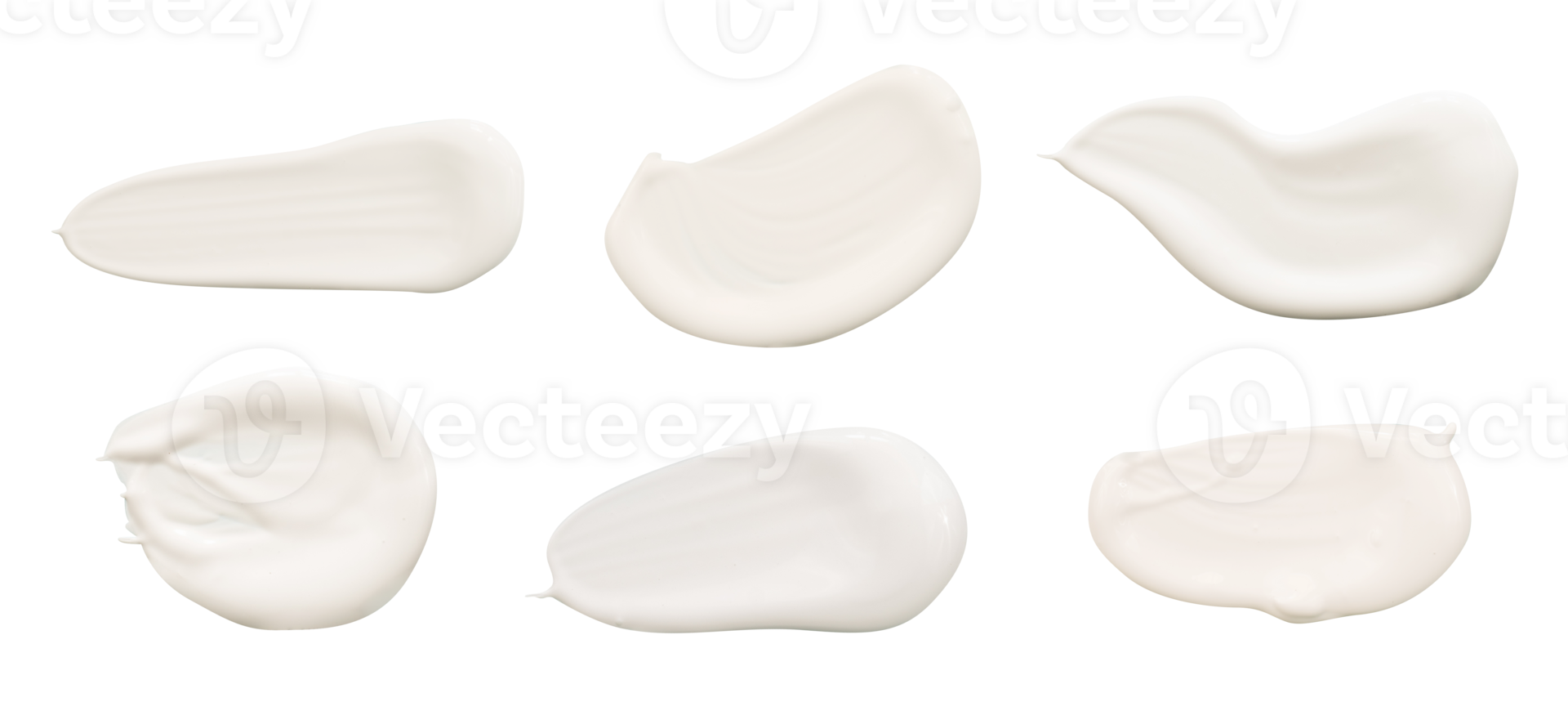 Set of white cosmetic stroke isolated png