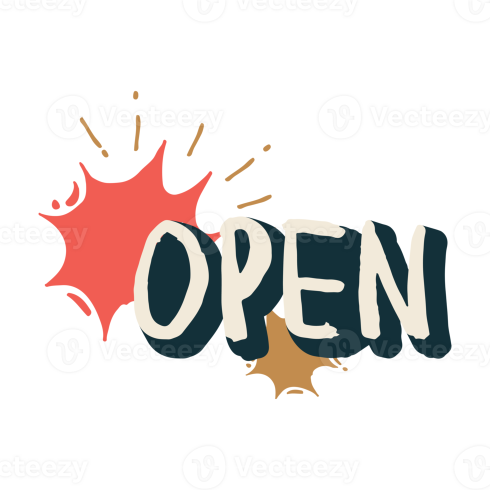 retro open sticker element png