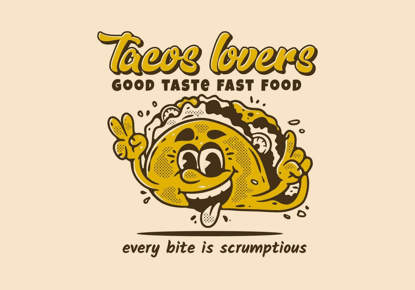 tacos amantes, mascota personaje ilustración de tacos con contento cara vector