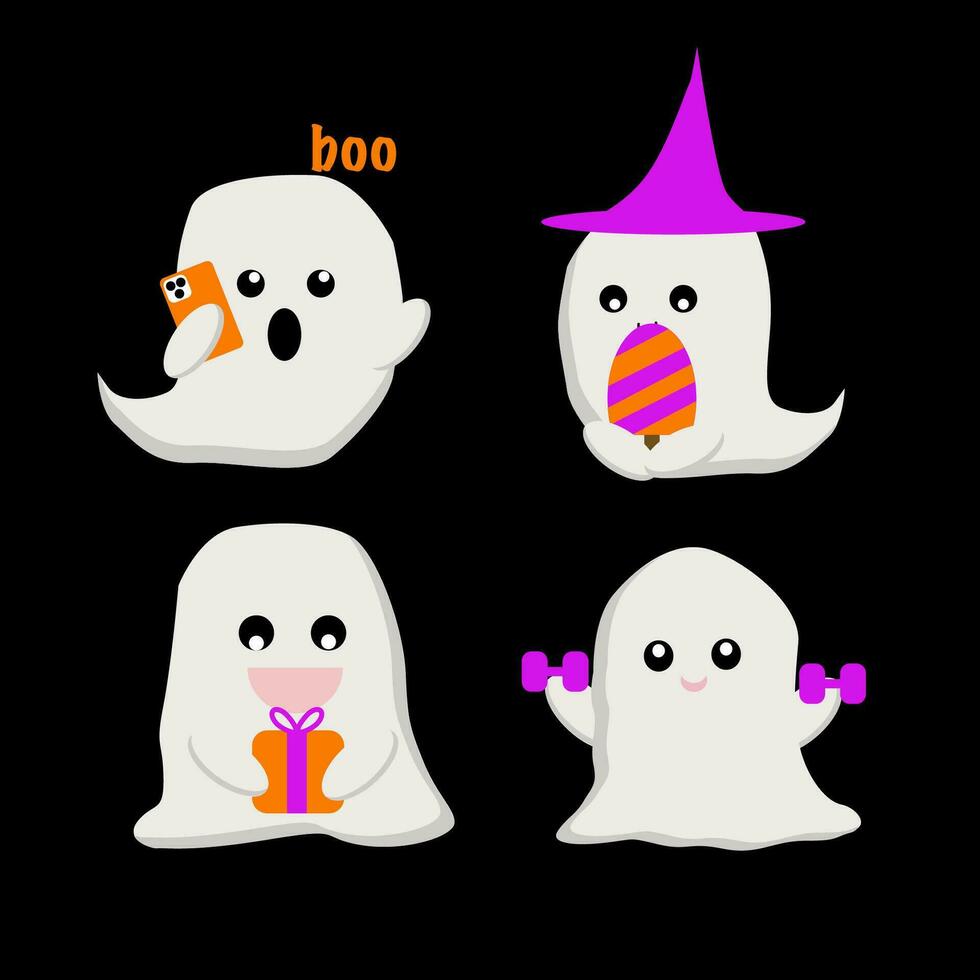 halloween ghost set vector