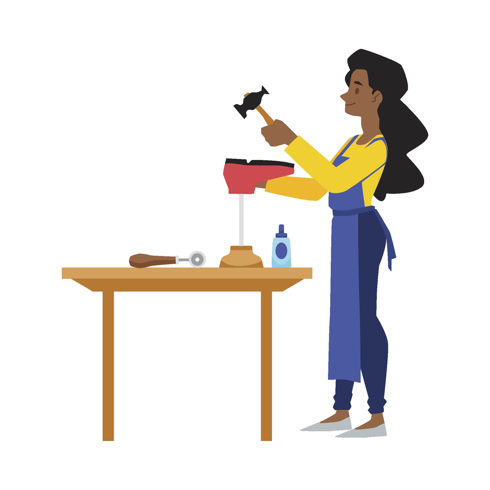 Shoemaker or cobbler in footwear workshop, flat vector illustration  isolated. 26685185 Vector Art at Vecteezy