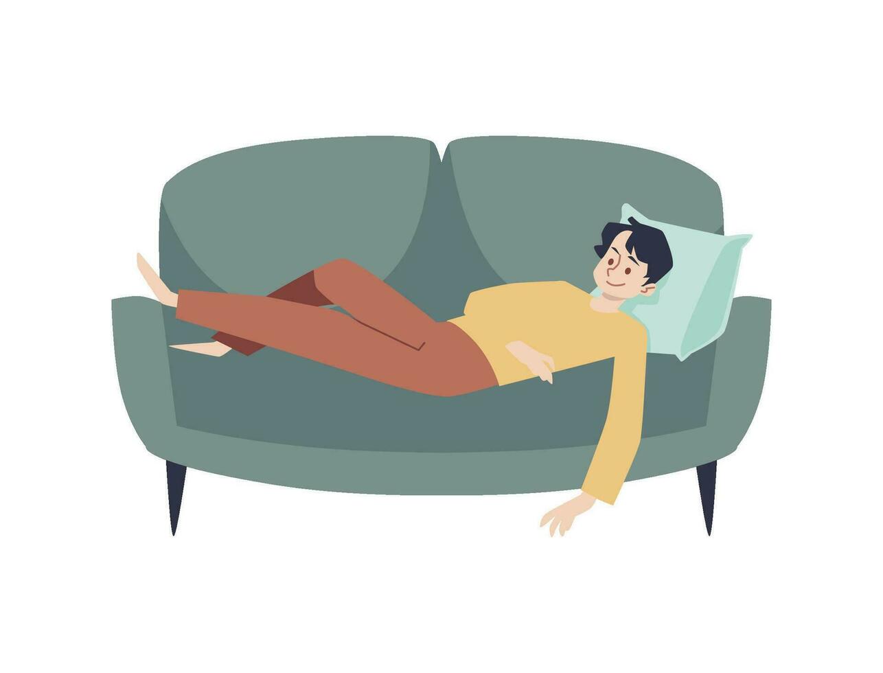 Man relax on sofa vector