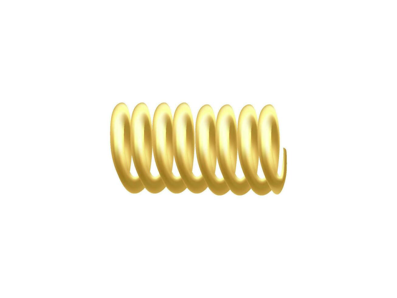 Template of twisted spiral golden spring, realistic vector illustration isolated.