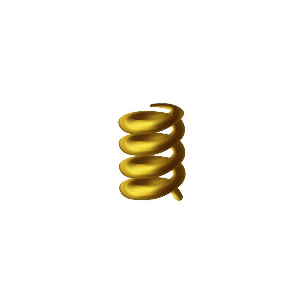 Metal spring spiral part template, realistic vector illustration isolated.