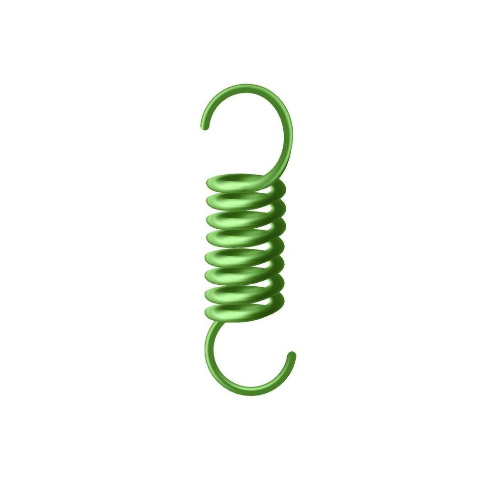 Steel spring with hooks on edges realistic template vector illustration isolated.