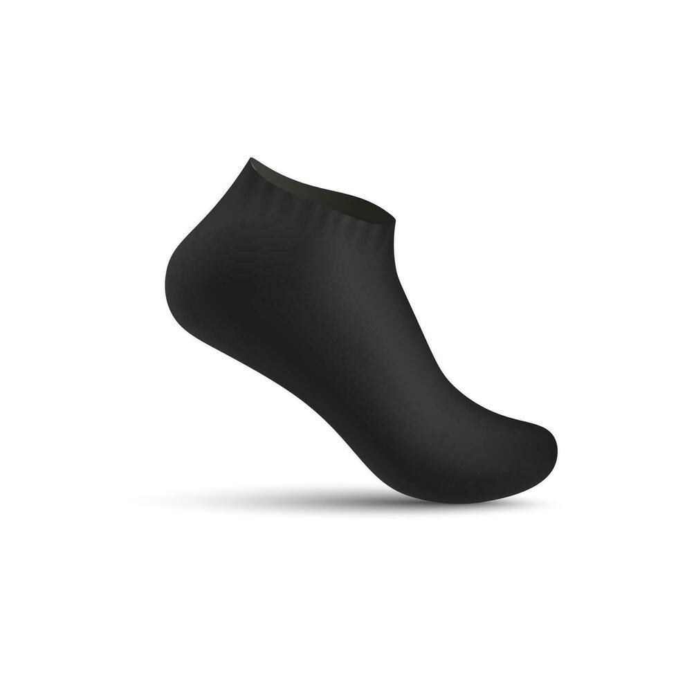 Black realistic sock on invisible leg mockup 3D, vector illustration